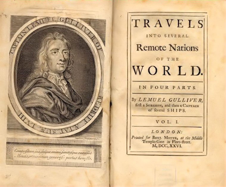 Frontespizio della prima edizione del libro “I viaggi di Gulliver” di Jonathan Swift