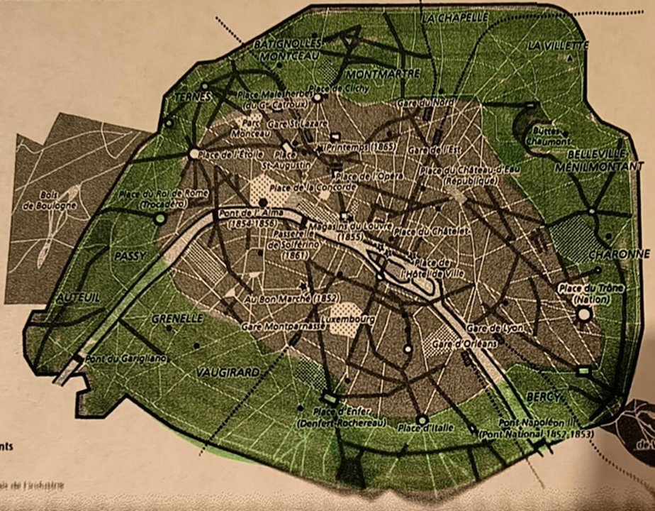 - Zona verde: periferia annessa a Parigi nel 1860.
