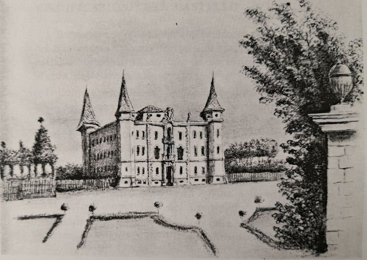 Il castello del Santenotto dei marchesi Tana, Disegno di Clemente Rovere, 1840