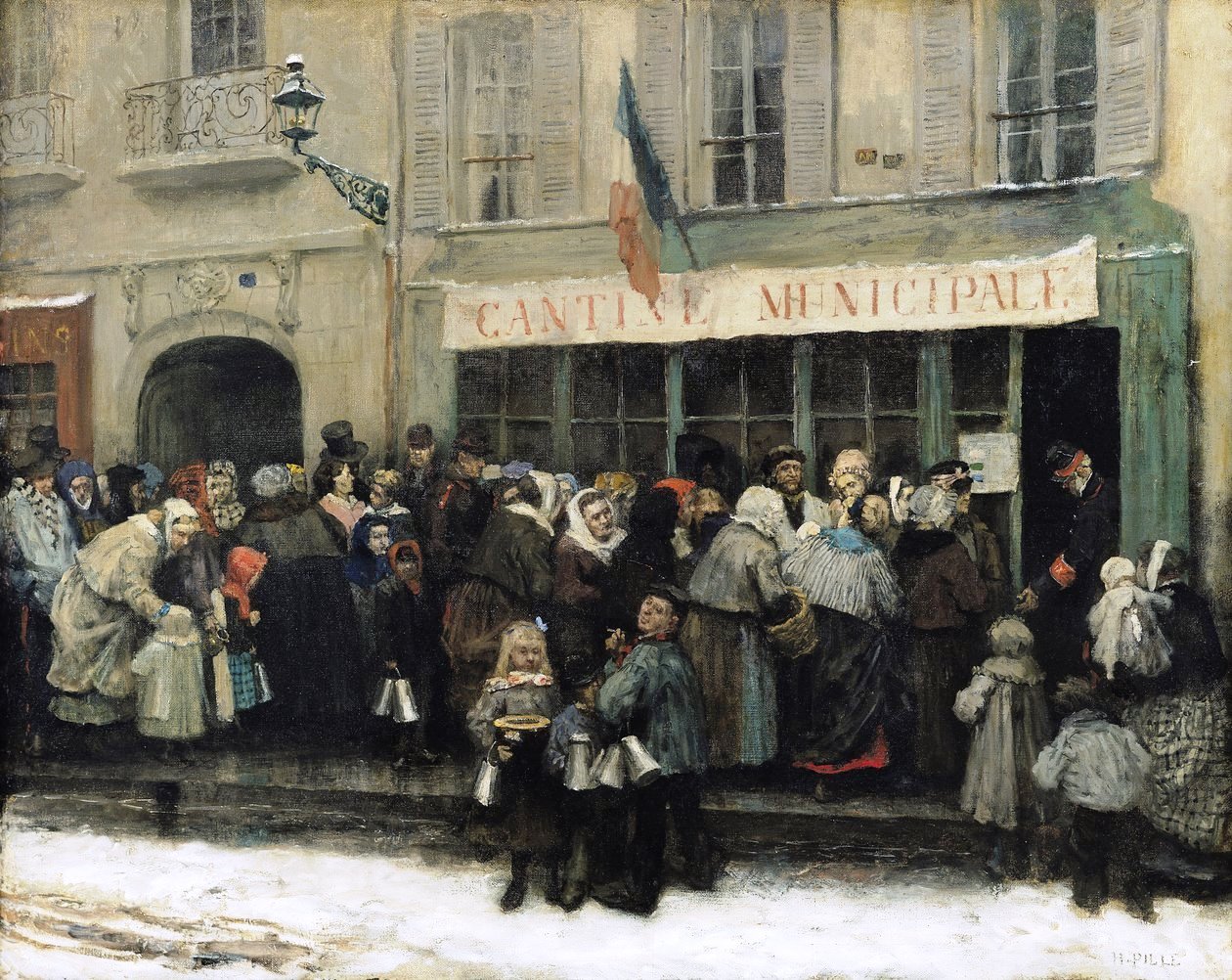 “Cantine municipali durante il seggio di Parigi”, Opera di Henri Pille, Verso 1870, Museo Carnavalet - Parigi