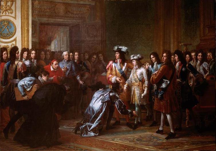 Filippo di Borbone viene proclamato re di Spagna da Luigi XIV di Francia. Dipinto di François-Pascal-Simon Gérard, XIX secolo