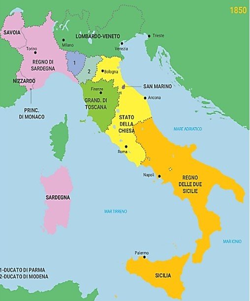 La penisola italiana a metà Ottocento