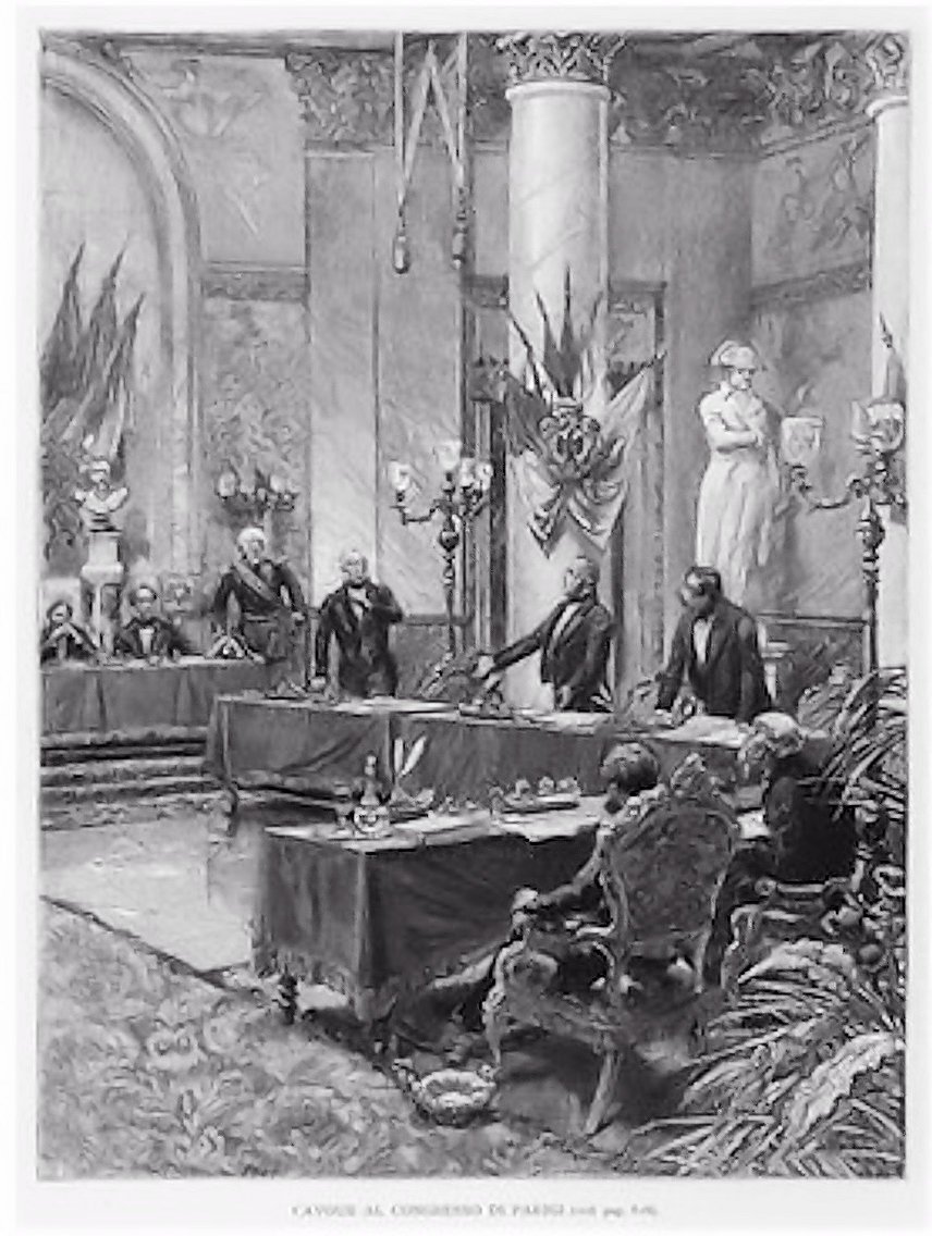 Cavour al congresso di Parigi - Illustrazione di Edoardo Matania, 1899